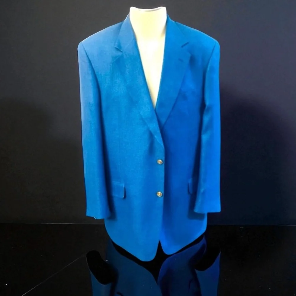 LACROSSE 100% FEATHERWEIGHT SILK 2 Button Blue Jacket Size 44L